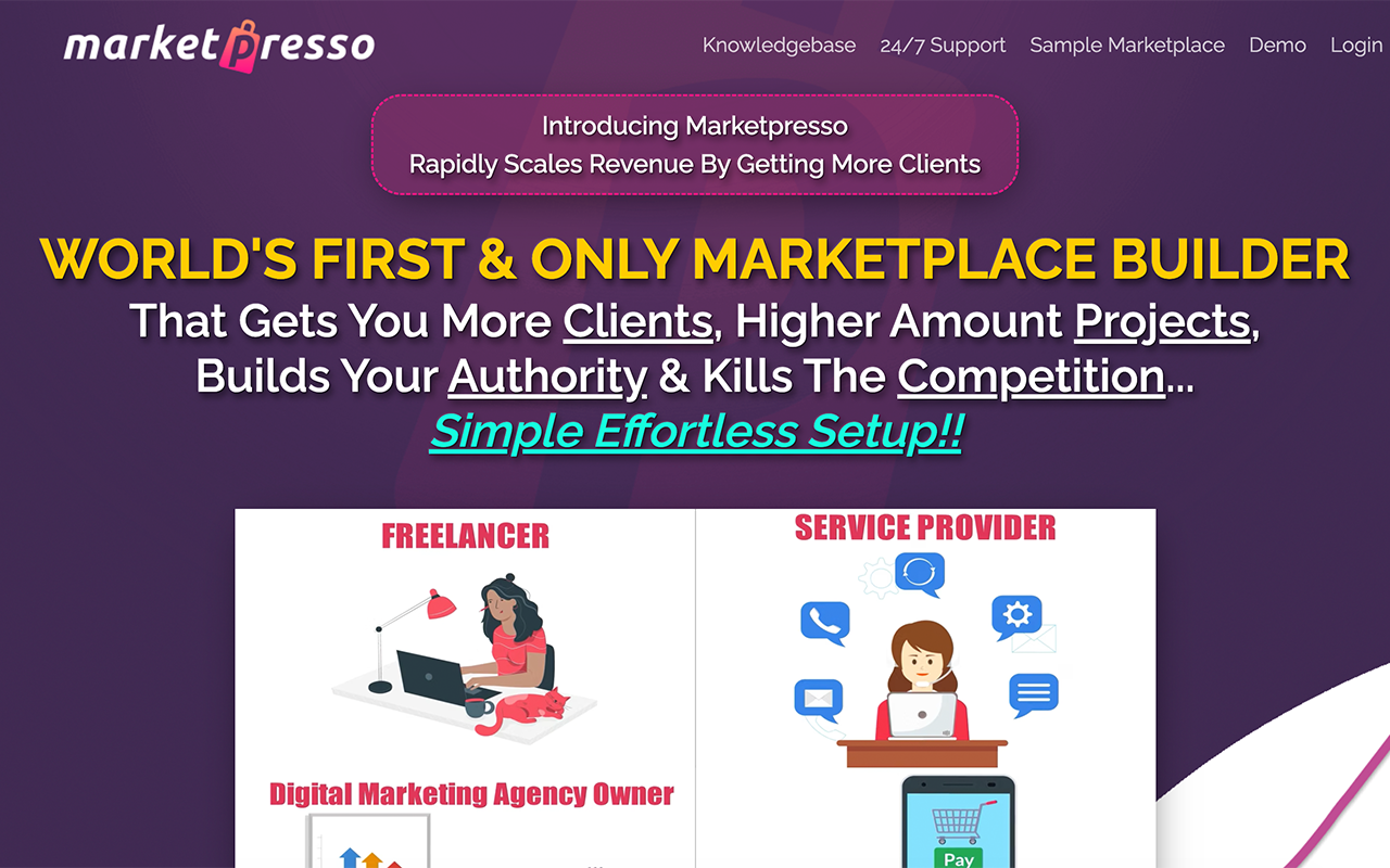 MarketPresso digital product launch funnel — $800K+ revenue