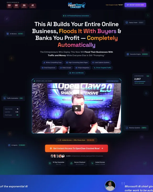 OpenClaw Cracked launch sales page