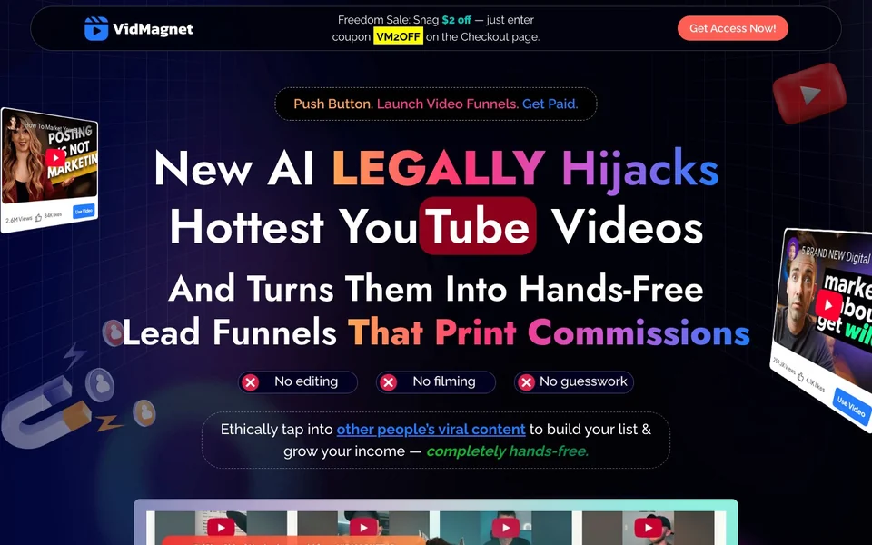 VidMagnet launch sales page