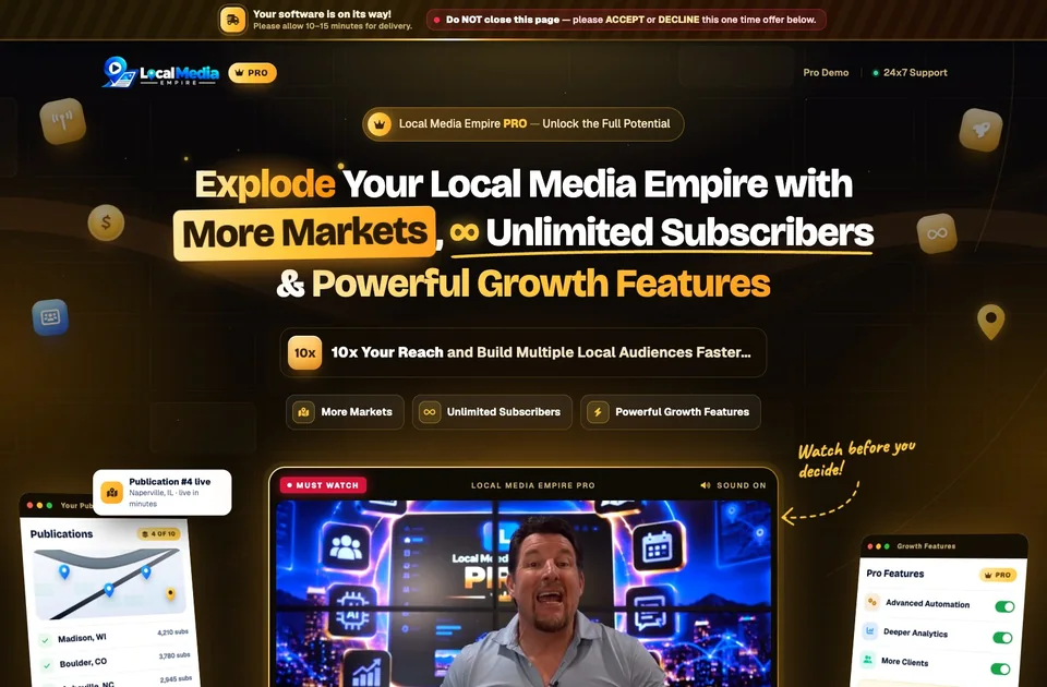 Local Media Empire pro upgrade designed by Amit Verma, black and gold theme