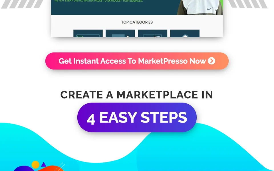 MarketPresso sales page, 4 easy steps section, designed by Amit Verma