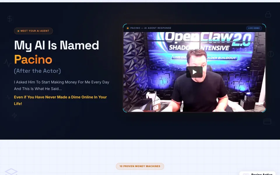 OpenClaw Cracked sales page: meet the ai section