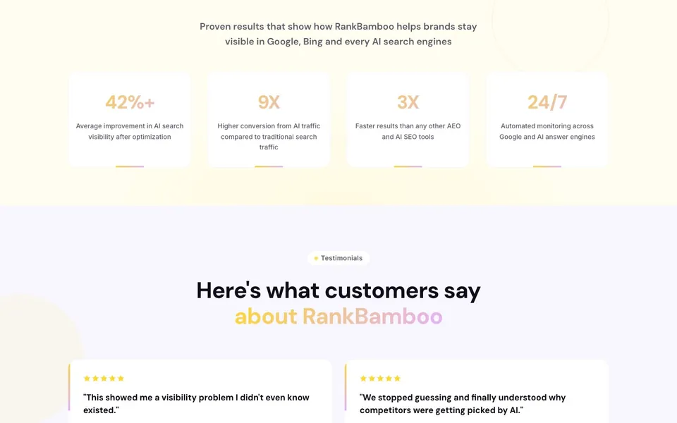 RankBamboo sales page: proof section