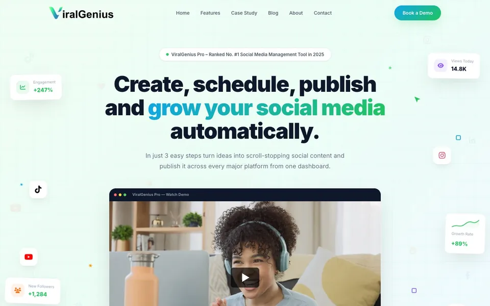 ViralGenius sales page: hero section