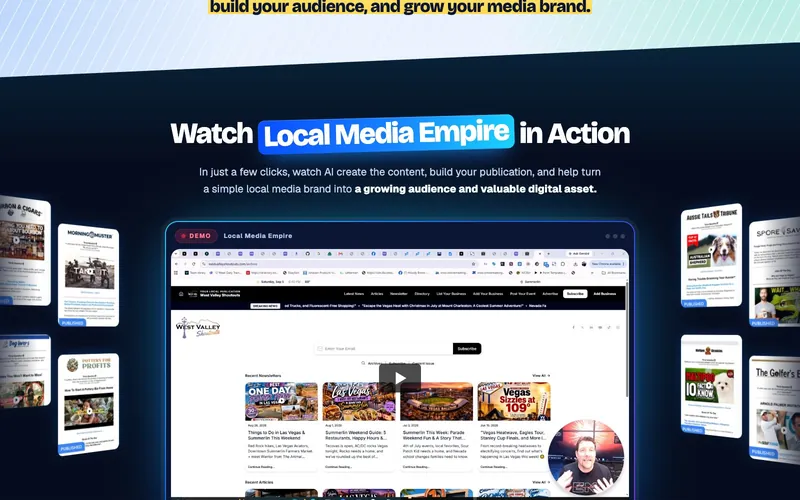 Local Media Empire sales sales page: demo section