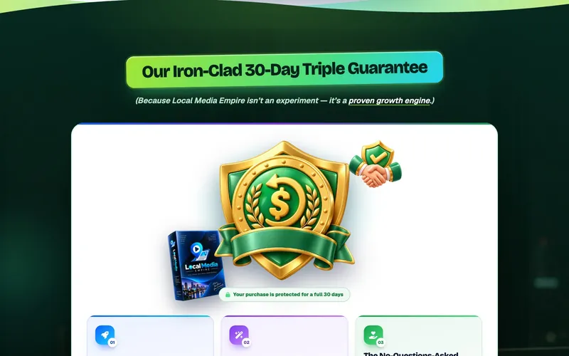 Local Media Empire sales sales page: guarantee section