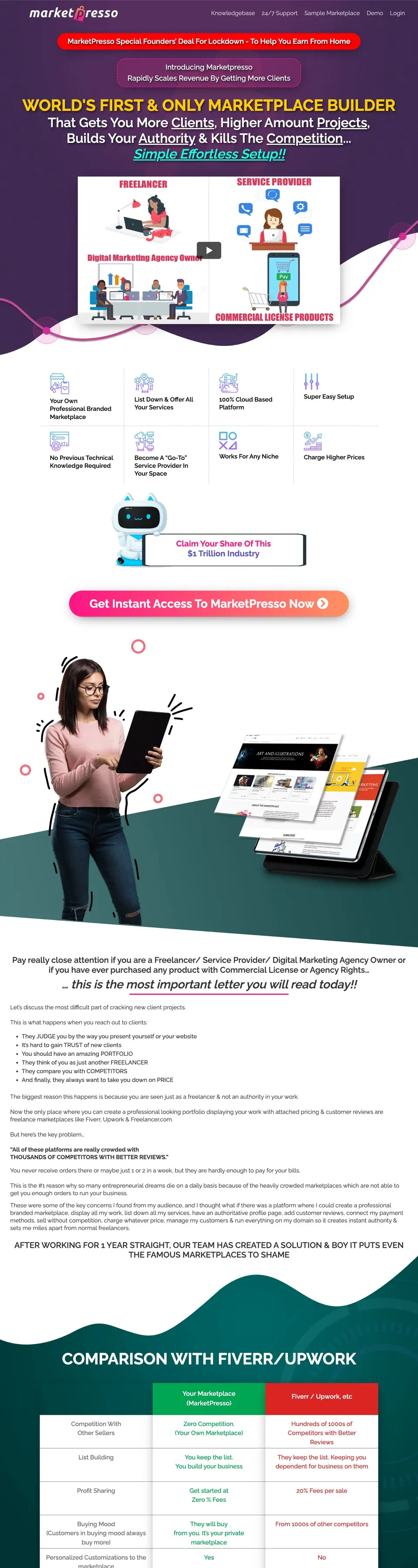 MarketPresso software launch sales page designed by Amit Verma