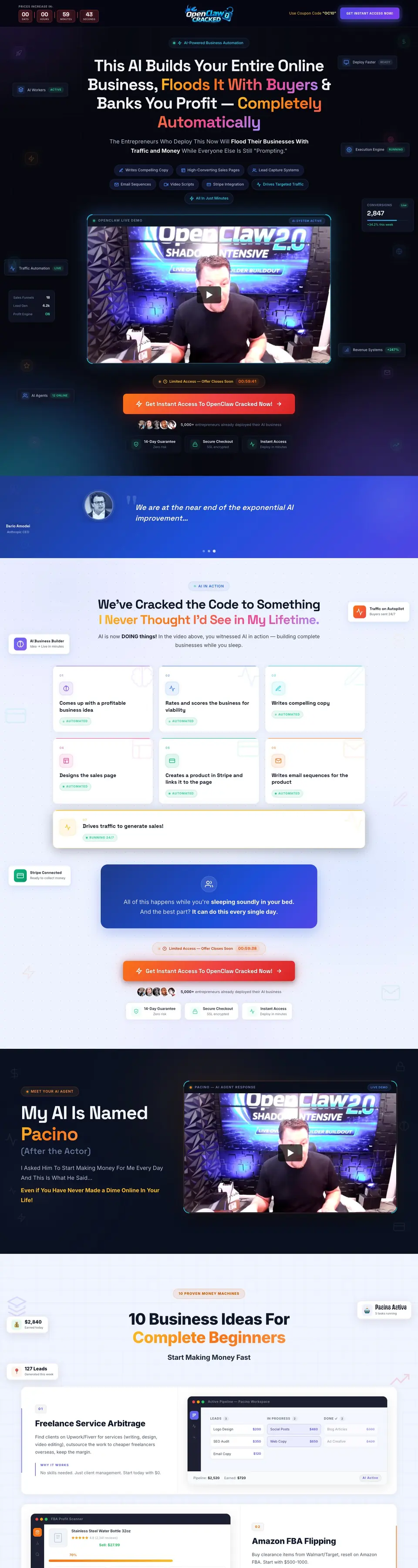 OpenClaw Cracked launch sales page designed by Amit Verma