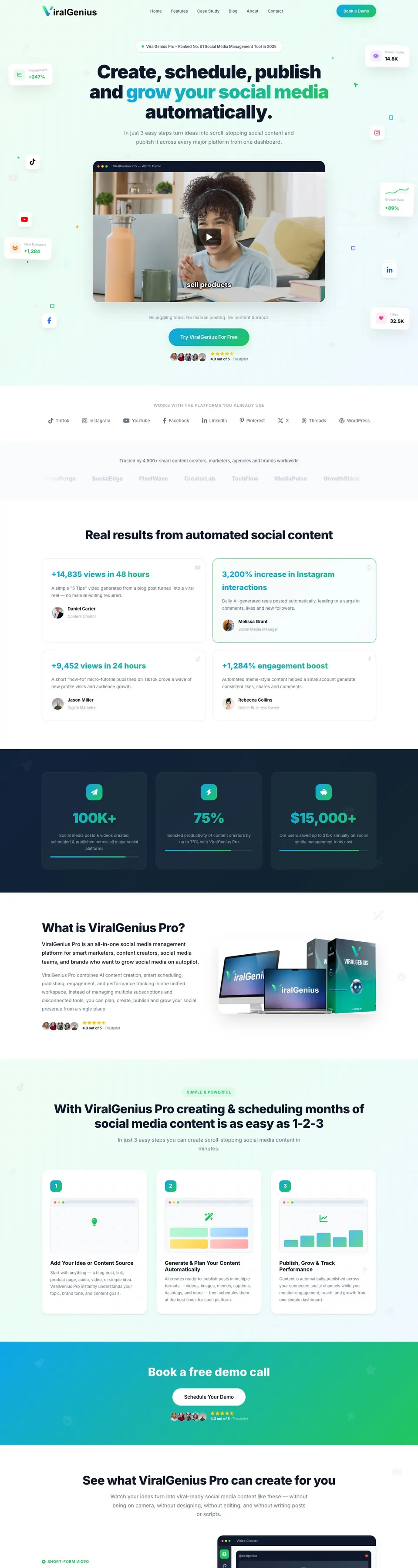 ViralGenius SaaS sales page designed by Amit Verma